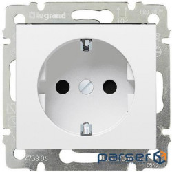 Розетка Legrand Schuko 16А 250В з шторками, автоматичні клеми Valena Classic біла (774222)