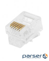 FreeEnd-RJ12 telephone connector (connector), 6P6C for Flat-cable (10 pcs.), prozory (75.05.0251-1)