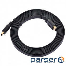 HDMI cable M - M, 1.5 m, V1.4, 4K 60Hz, flat, black (B00548)