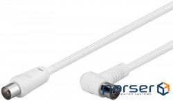 Кабель антенний-подовжувач RF:Coaxial M/F 2.5m,75 Ohm Fx90ё D=5.0mm 2xShielded,білий (75.06.7360-1) (75.06.7360-1)