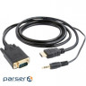 Перехідник HDMI to VGA 3.0m Cablexpert (A-HDMI-VGA-03-10)
