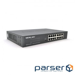 Комутатор POE Mercury SG116PS 14 портів POE 100Мбит + 2 порт Ethernet (UP-Link) 100 Мбіт, БП вбудувати 