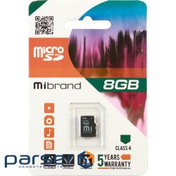 Карта пам'яті Mibrand 8GB microSD class 4 (MICDC4/8GB)