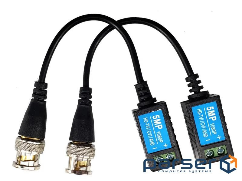 Перехідник відео Terminal block-BNC/75ohm,Video balun балун 1080p/5MP пара,чорний (84.00.7003-1) (84.00.7003-1)