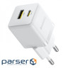 Зарядний пристрій Baseus 1xUSB-C 20W + 1xUSB white + cable USB-C to USB-C 60W 1.0m (P10111608213-01)