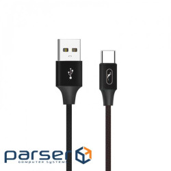 Кабель SkyDolphin S55T Neylon USB-USB Type-C (M/M), 1 м , Black (SDUSB-000436)