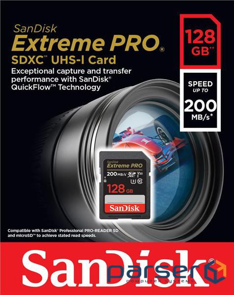 Карта пам'яті SanDisk 128GB SD class 10 UHS-I U3 V30 Extreme (SDSDXXD-128G-GN4IN)