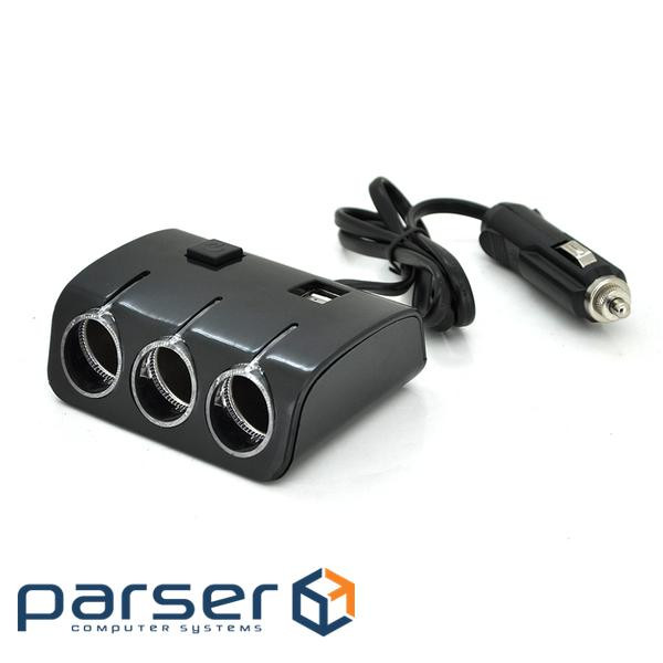 АЗП розгалужувач Olesson 1506, 12V-3 * 12V + 2 * USB, Black, Bliste (Ol-1506)