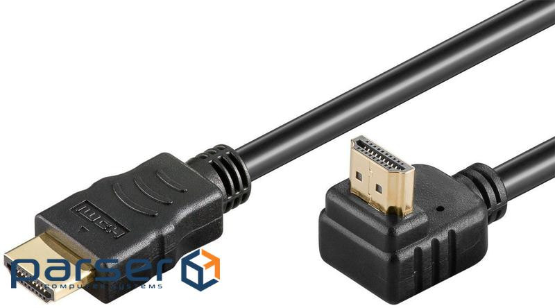 Кабель монітора-сигнальний HDMI M/M 1.5m, HS+HEC+ARC D=6.0mm 90вгору Gold,чорний (75.03.1916-50)