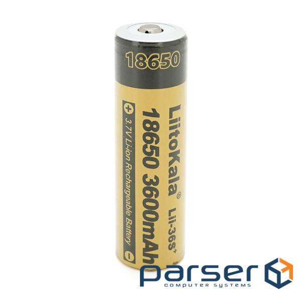 Акумулятор 18650 Li-Ion LiitoKala Lii-36S-JT, 3600mAh (3300-3600mAh), 3.7V (2.75-4.2V), Yellow