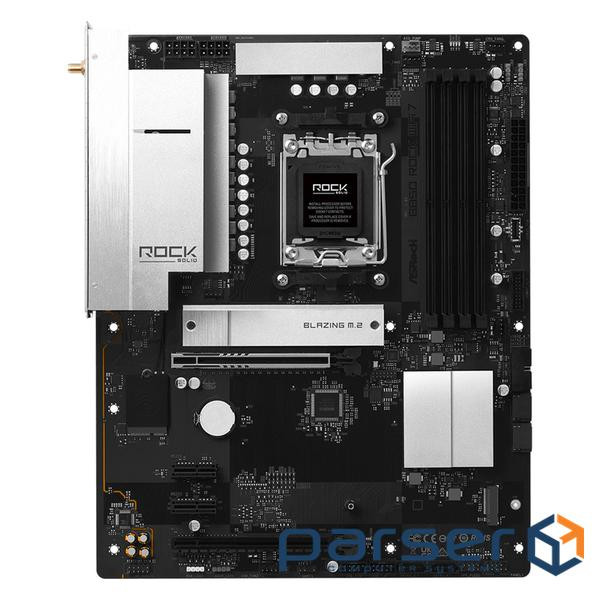Mатеринська плата sAM5 AMD B850 4xDDR5 HDMI 2xM.2 2.5GbE LAN ATX ASROCK B850 ROCK WIFI 7