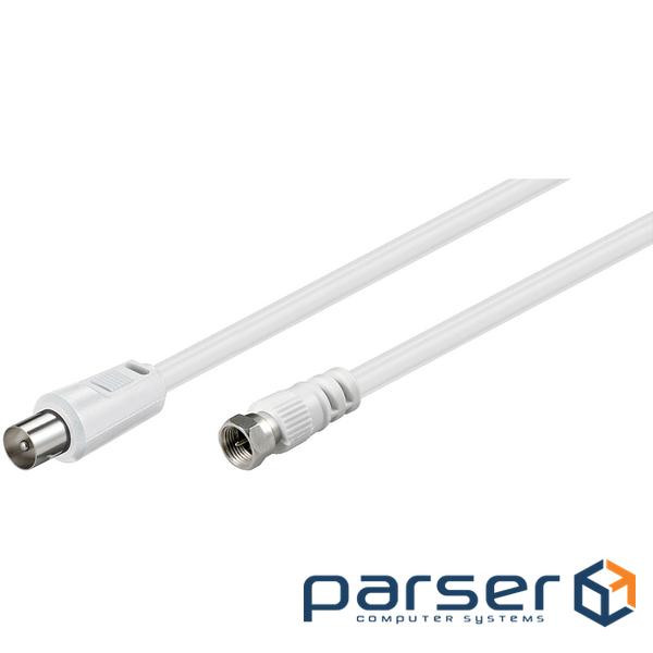 Antenna cable RF: F-Coaxial M/M, 5.0m 75 Ohm 2xShielded D=5.0mm, white (75.01.1728-10)