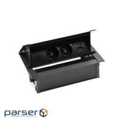 Розетк блок Simon487: 2x250В тип F, зарядн пристрій 2xUSB тип A+C, чорний (48730F20B000000-44)