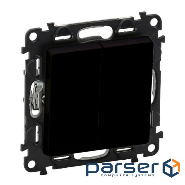 Перемикач 2-х клавішний Legrand Valena Life, 10AX, 250V, автоматичні клеми, матовий чорний (756308)