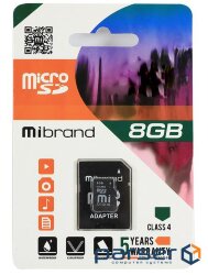 Карта пам'яті Mibrand 8GB microSD class 4 (MICDC4/8GB-A)