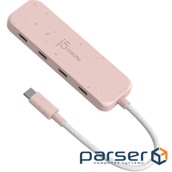 Хаб J5create JCH345ER-N USB-C на 4 USB-С, червоний