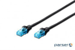 Patch cord Digitus UTP, CAT 5e, 5м, AWG 26/ 7, CCA, PVC, черный (D (DK-1512-050/BL)