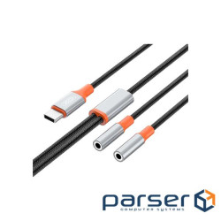 Перехідник USB-C to 2x3.5mm F 1.0m NB-R269B black XO (NB-R269B.black)