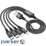 Кабель HOCO X76 4-in-1 USB-A to Lightning/Micro-USB/Type-C x 2 1м Black (6931474768650)