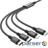 Кабель HOCO X76 4-in-1 USB-A to Lightning/Micro-USB/Type-C x 2 1м Black (6931474768650)