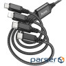 Кабель HOCO X76 4-in-1 USB-A to Lightning/Micro-USB/Type-C x 2 1м Black (6931474768650)