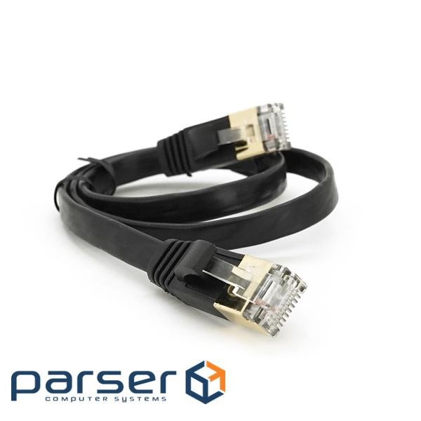 Патч-корд літій плоский WEEPDA, UTP, RJ45, Cat.7, 0.5m, Cu, чорний (PCMF-CU7 / 0.5Bk)