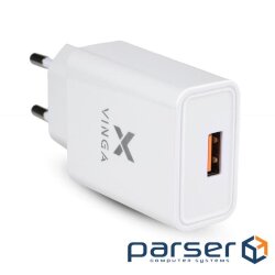 Зарядний пристрій Vinga QC3.0 Quick Wall Charger 1xUSB 18W Max (VWCQAW)