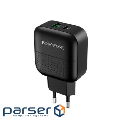 Зарядний пристрій BOROFONE BA46A Premium 1xUSB-C PD + 1xUSB QC3.0 18W Black (6931474727336)
