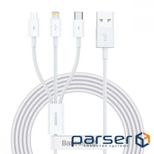 Cable Baseus Superior Series USB to M+L+C 3.5A 1.5m White (CAMLTYS-02)