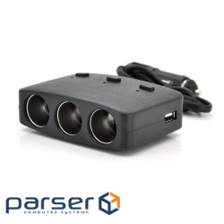 АЗП розгалужувач Olesson 1636, 12V-3 * 12V + 2 * USB, Black, Blister (Ol-1636)