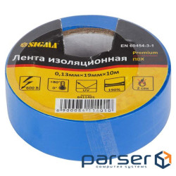 Ізоляційна стрічка Sigma ПВХ синя 0.13мм*19мм*10м Premium (8411401)