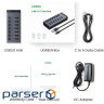 Концентратор Ugreen USB 3.0 to 7xUSB 3.0 with power supply CM481 gray (90307)