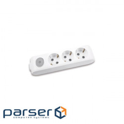 Panasonic X-tendia grounding block 3 sockets, with protective curtains, with switch (WLTA04302GR-UA)