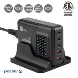 SIIG Accessory AC-PW1Y11-S1 200Watts GaN PD Charger with Charging Display Brown Box