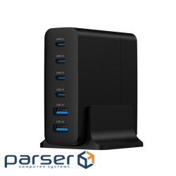 Зарядний пристрій Gembird 4xUSB-C PD25W + 2xUSB QC3.0 18W black (TA-UC-2A4C-PD75-01-BK)