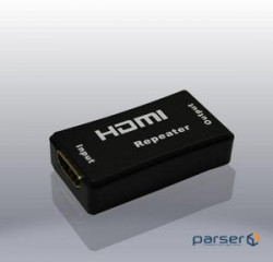 Подовжувач моніторний акт. HDMI M / F 40.0m, F / F Pas Repeater адаптер, HQ, чорний (62.07.3961-40)