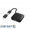 USB хаб HAMA USB 3.2 w/Type-C Adapter Black 4-port (00200116)