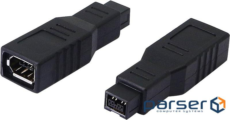 FireWire 9p-6p M/F video adapter, straight adapter, black (62.09.8420-1)