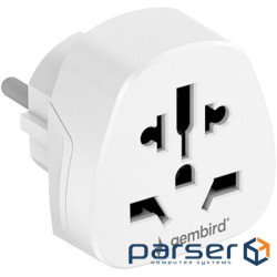 Універсальний дорожній перехідник GEMBIRD Travel Plug Adapter World to EU White (A-AC-EUMINTF)
