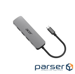 Хаб Acer 5in1 USB-С > 3xUSB-A3.0/HDMI/USB-C, 0.15м, сірий (HP.DSCAB.021)