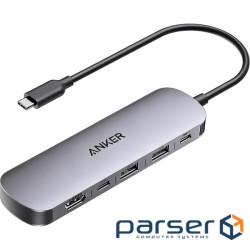 USB-Хаб/Док-станція ANKER Nano USB-C Hub 7-in-1, PD in 100W, 4K HDMI, 2xUSB-A, USB-C, SD (A83D2HA1)