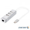 Концентратор-адаптер DIGITUS USB Type-C,3xUSB+Fast Ethernet (DA-70253)