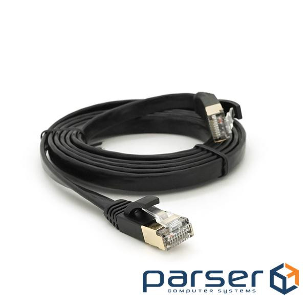 Патч-корд літій плоский WEEPDA, UTP, RJ45, Cat.7, 1.5m, Cu, чорний (PCMF-CU7/0.5Bk 1,5м )