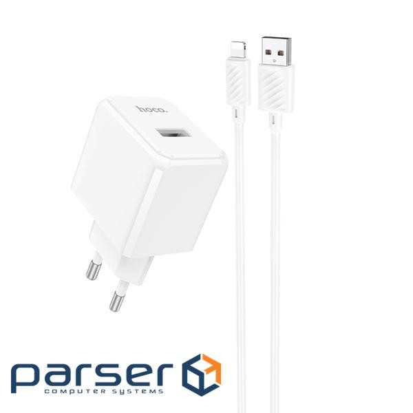 Набір СЗУ HOCO CS11A+ кабель Lighting, 1xUSB, 2.1A, кабель 1м, White, Blister (HOCO CS11A / LW)