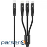 Кабель Proove Hydra 3 in1 Type-C + Micro USB + Lightning (1m) black (CCHY15012101)