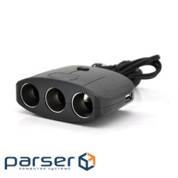 АЗП розгалужувач Olesson 1635, 12V-3 * 12V + 2 * USB, Black, Blister (Ol-1635)