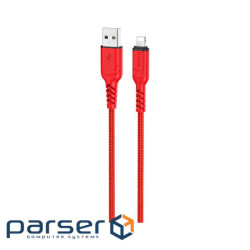 Кабель HOCO X59 USB to iP 2.4A, 1m, nylon, TPE connectors, Red (6931474744876)