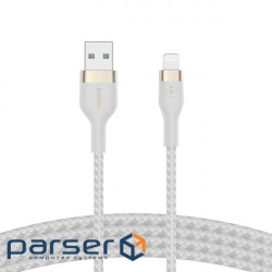 Cable Belkin USB-A - Lightning braided, silicone, with magnetic strap, 1m (CAA010BT1MWH)