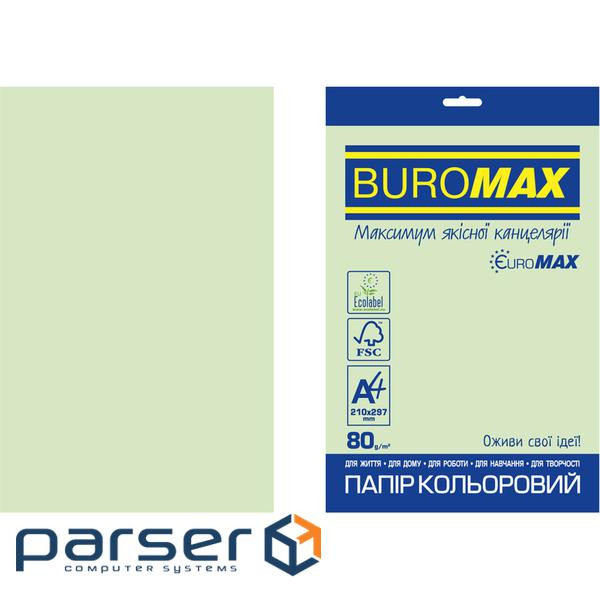 Папір Buromax А 4, 80g, PASTEL green, 20sh, EUROMAX (BM.2721220E-15)