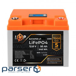 Акумулятор LP LiFePO4 для ДБЖ LCD 12V (12,8V) - 50 Ah (640Ah) (BMS 50A/25A) пластик (20899)